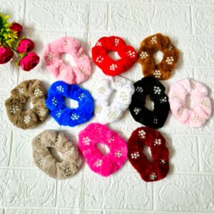 Fur Pearl Scrunchie